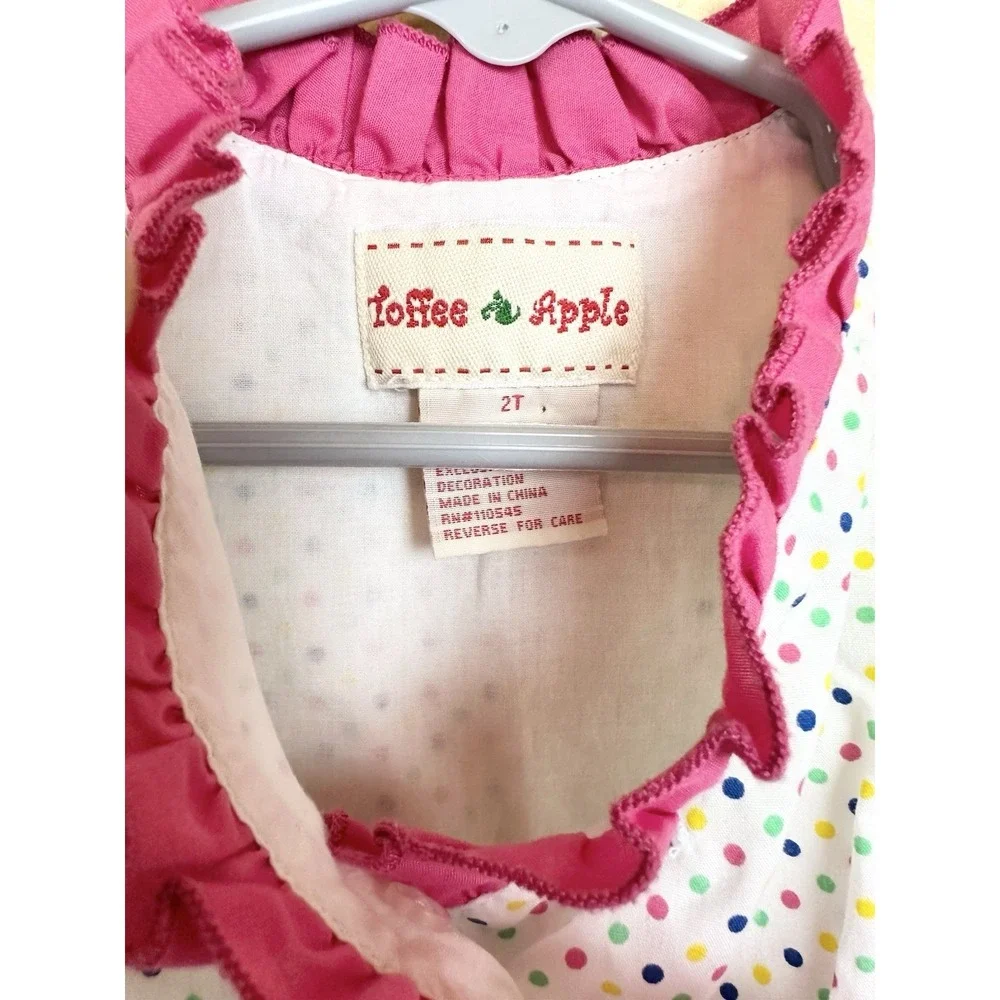 Toffee Apple Toddler Ruffle Wrap Dress 2t Pink Polkadot Birthday Sleeveless